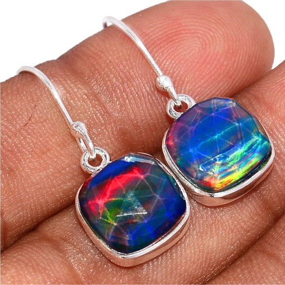 Aura Opal silver earrings - Picture 3 of 4